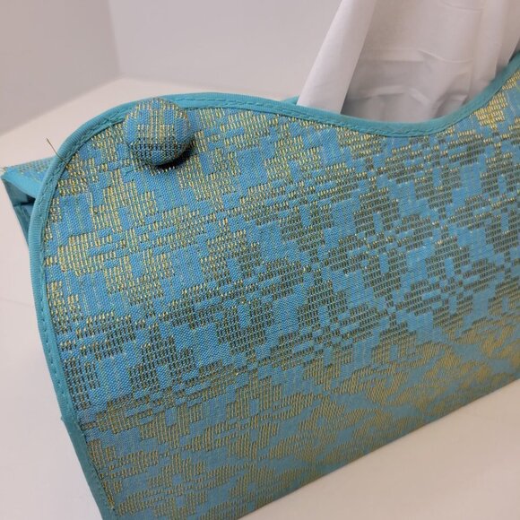 Blue and Gold Songket Tissue Box Holder - Picture 4 of 11